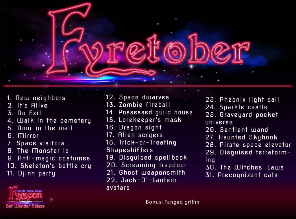 Fyrecon's Fyretober Daily Prompt List